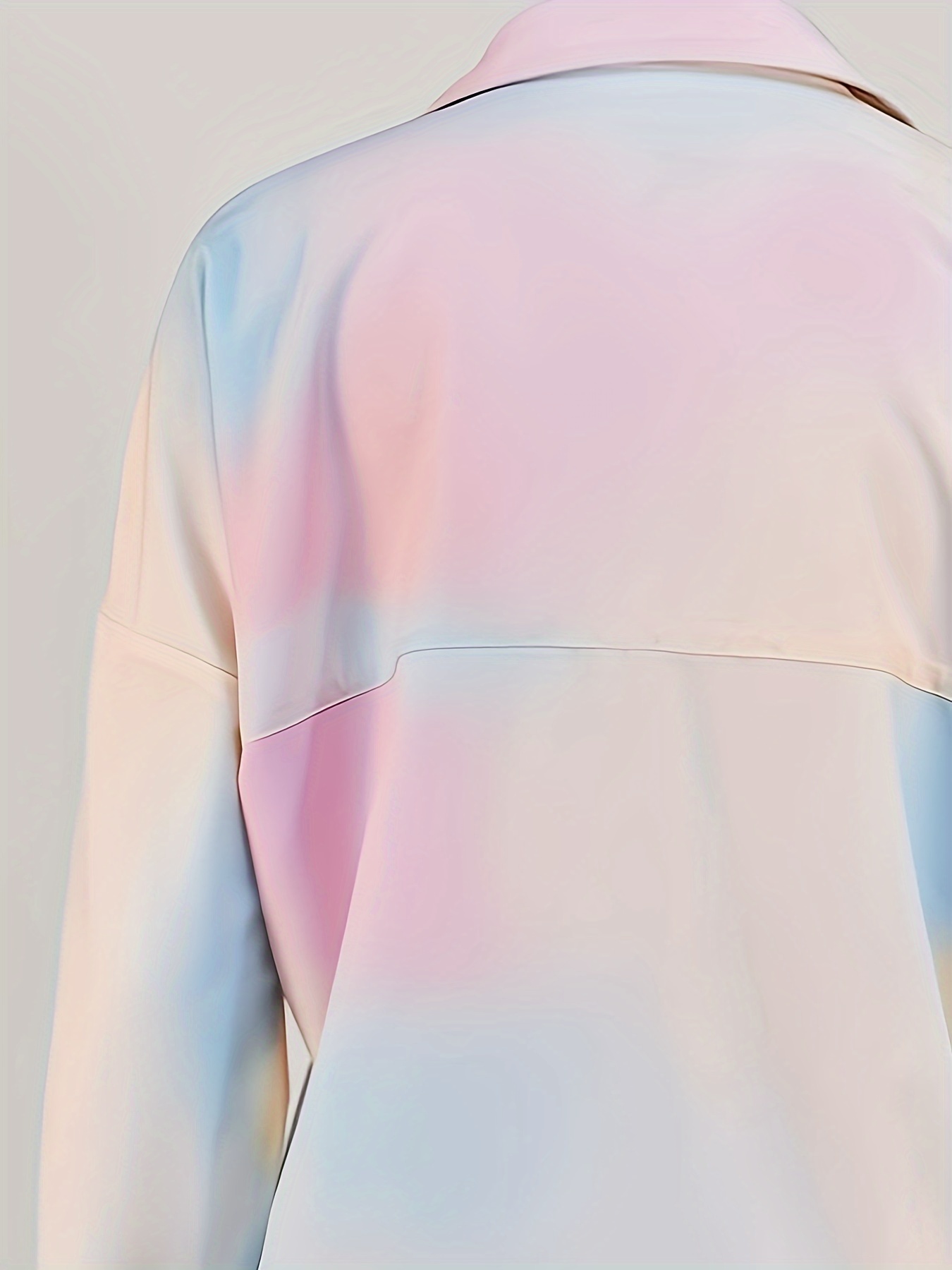 plus size collared ombre shirt casual long sleeve button front shirt womens plus size clothing details 4