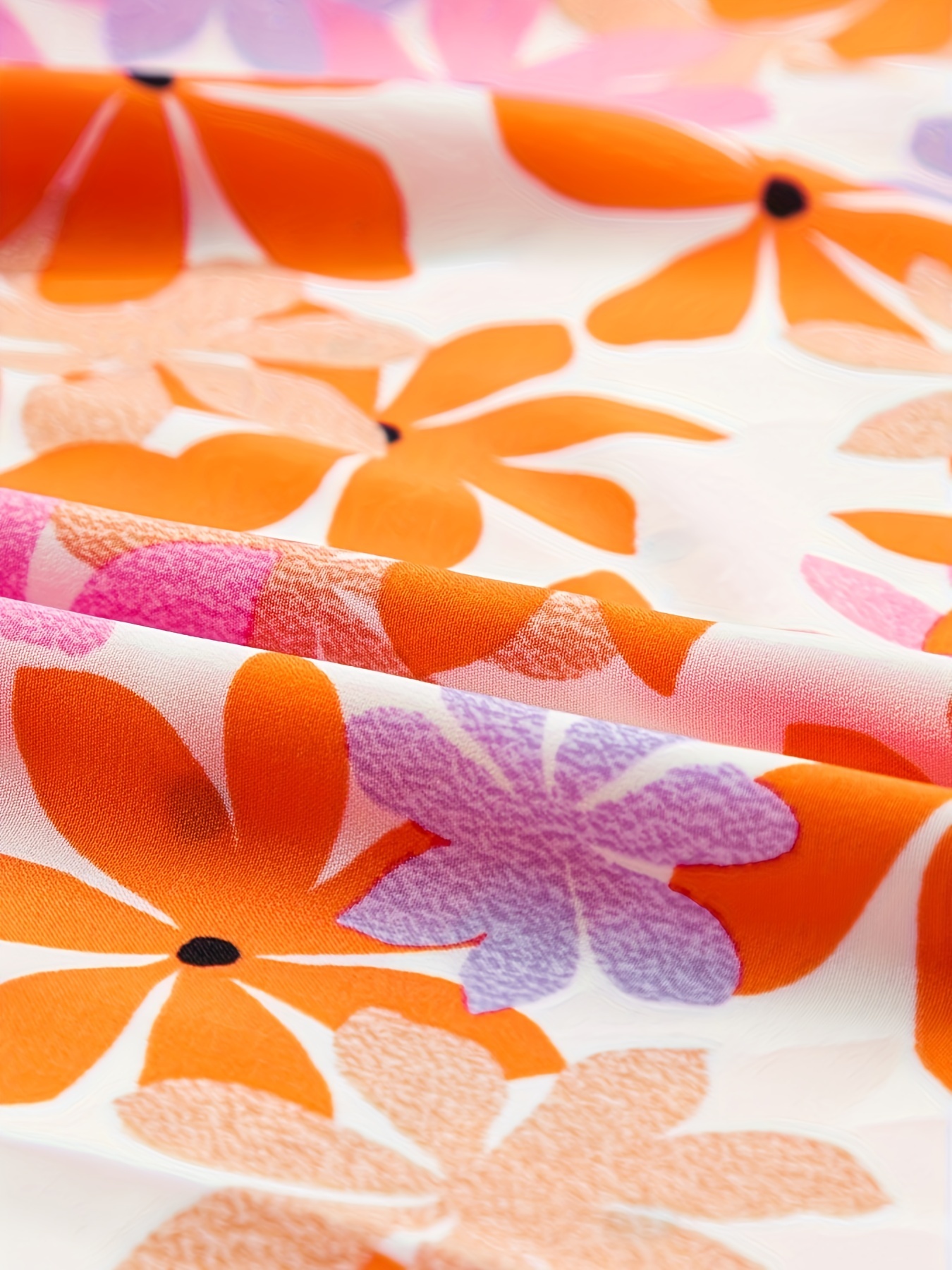 orange sleeve smocked floral top details 6