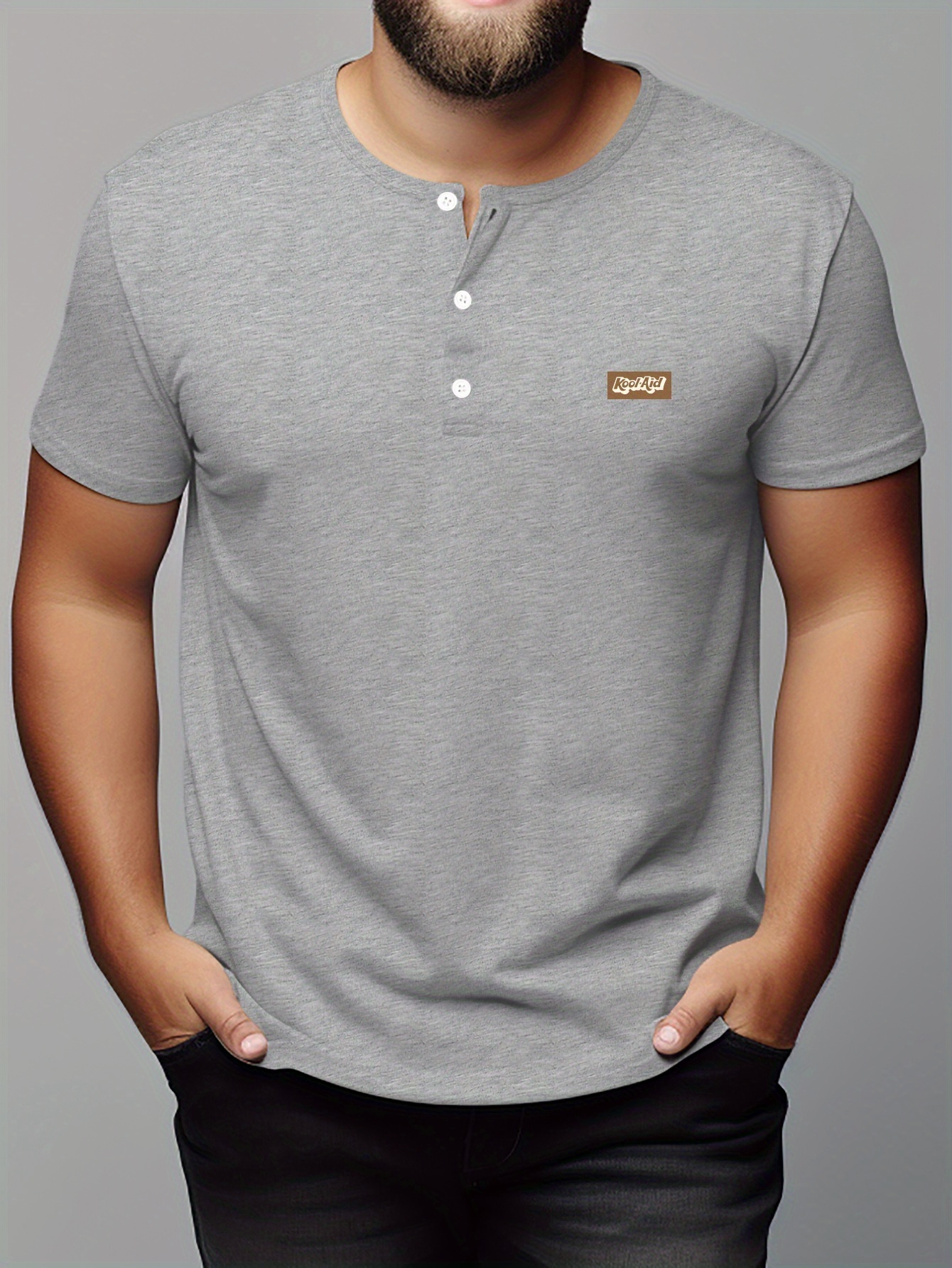 plus size mens print t shirt comfy stretchable casual crew neck tops mens clothing for all seasons details 16